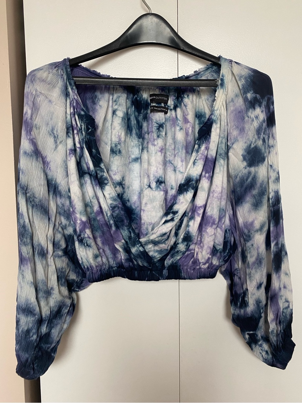 Gauze cropped top tie dye indigo and purple